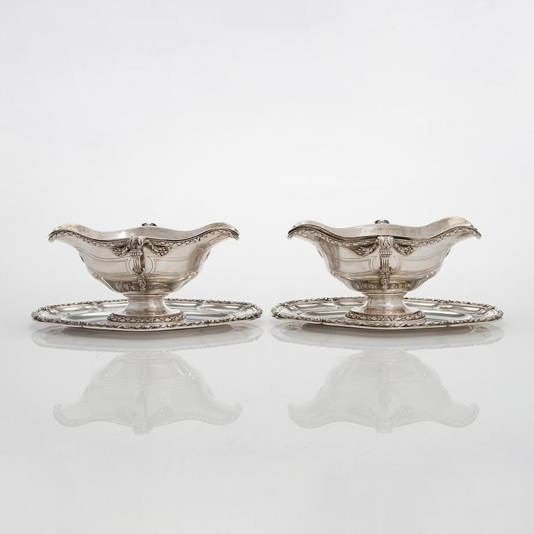 A pair of Boin-Taburet silver sauceboats, Paris 1870s-90s.