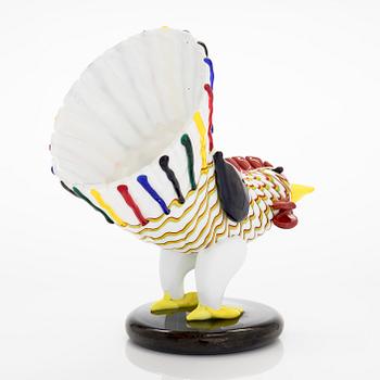 Fulvio Bianconi, figurin, glas, "Gallo", Venini, Murano, Italien.