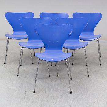 ARNE JACOBSEN, stolar, 6 st, Sjuan, Fritz Hansen, 1984.