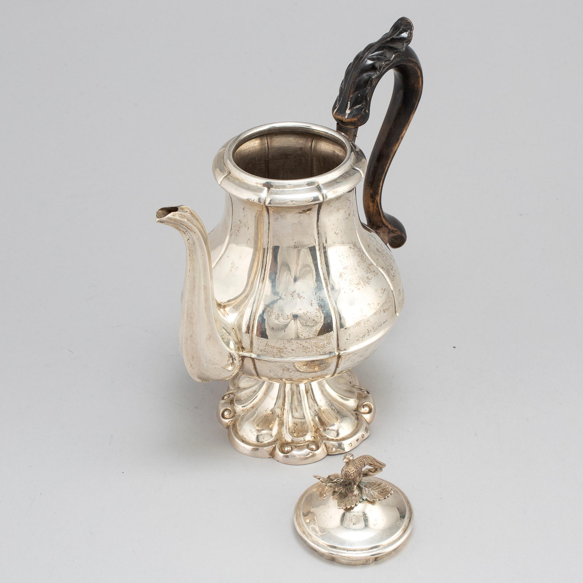 A Swedish 19th century silver coffee-pot, mark of Carl Nystrom, Stockholm 1848.