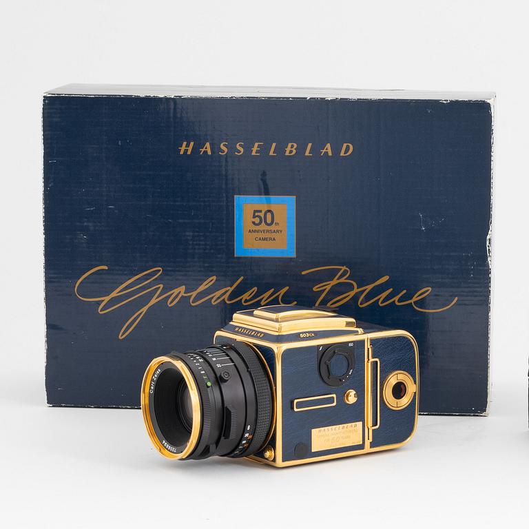 Hasselblad 503CX, 'Golden Blue', 50th anniversary model, no. 407.