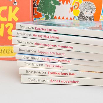 8+3 st SIGNERADE TOVE JANSSON MUMINPOCKETS SAMT TRE BARNBÖCKER.