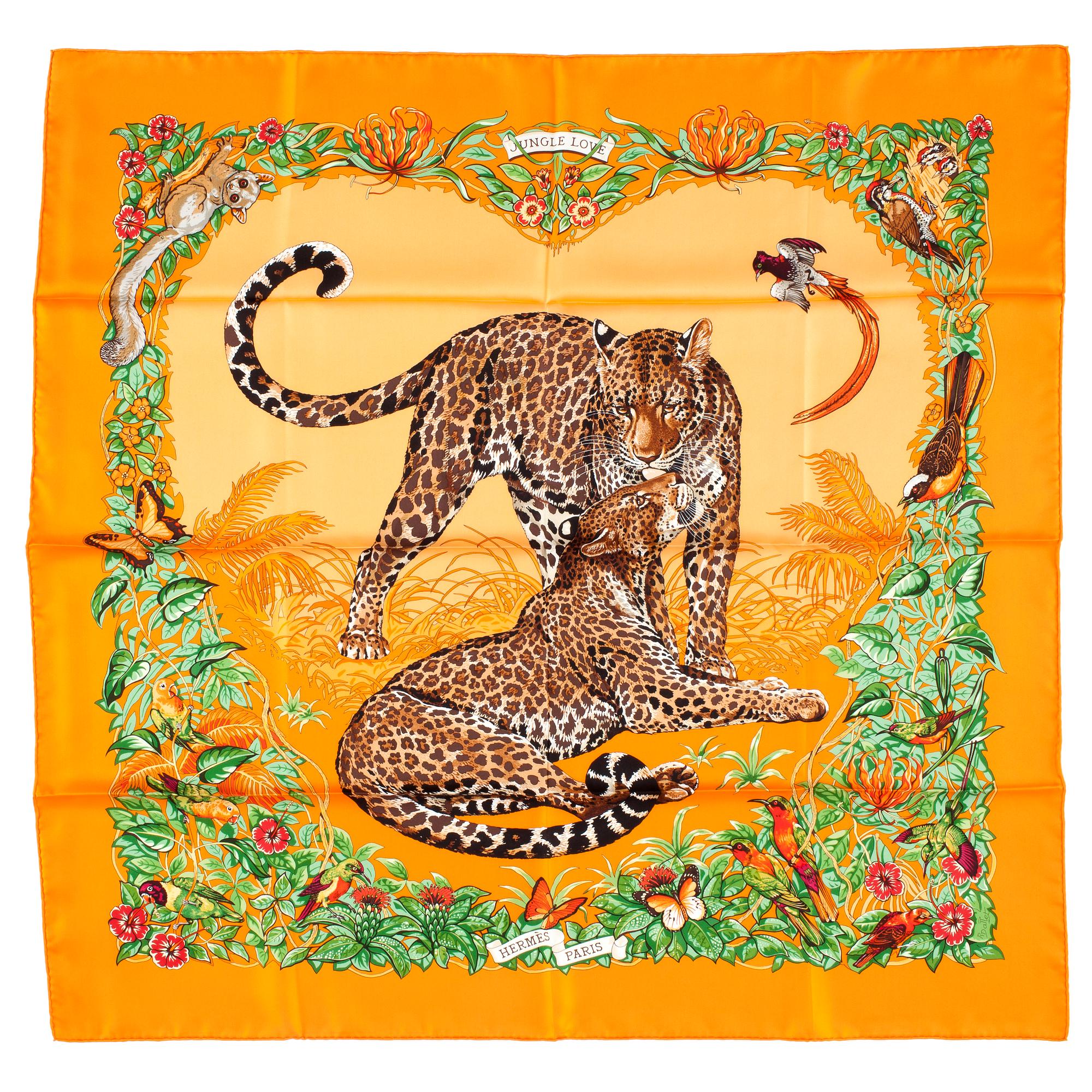HERMÈS, silk scarf, "Jungle Love".