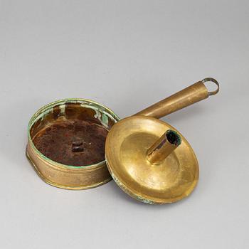 An 18th century brass nignt light holder.