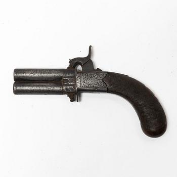 Percussion pistol, double-barrelled, William Fletcher Gloucester (1841-44).