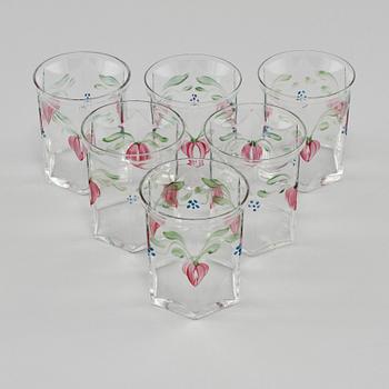 SELTERGLAS, 6 st, "Maja", Eva Englund, Orrefors, 1900-talets andra hälft.