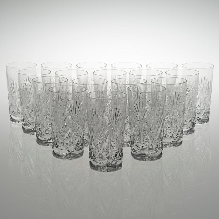 LASEJA, 18 KPL. Kristallia, malli Yrjö, Riihimäen lasi.