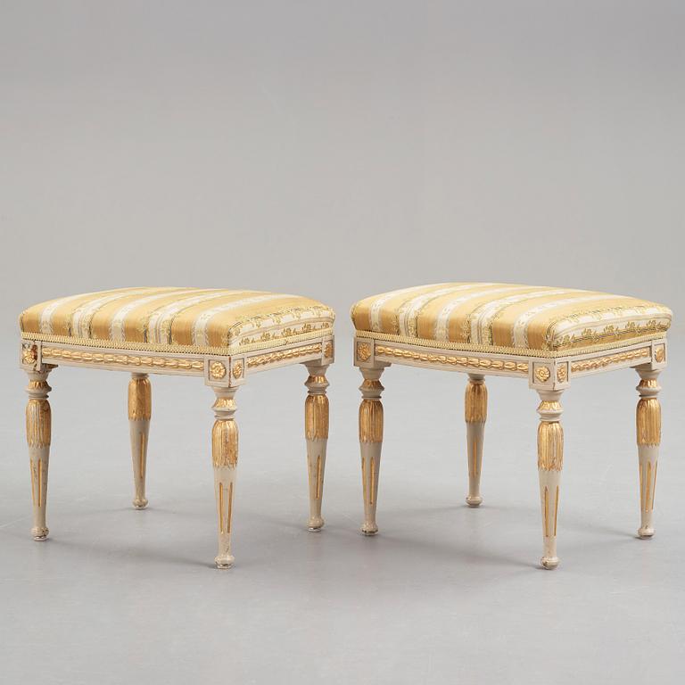 A pair of late Gustavian circa 1800 stools.