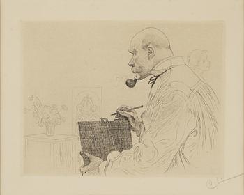 CARL LARSSON, etching, signed C.L. in pencil. 121 signed copies. Executed in 1912. State 2. "Self-portrait".