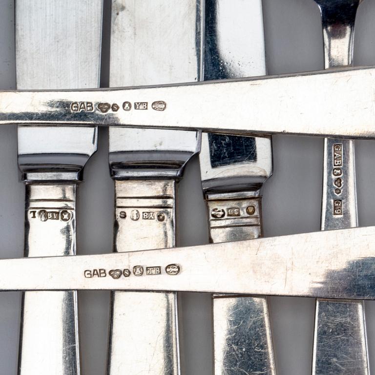 A Swedish 20th century set of 86 silver cutlery mark of Jacob Ängman GAB Stockholm 1950/60s total weight 3040 grams.