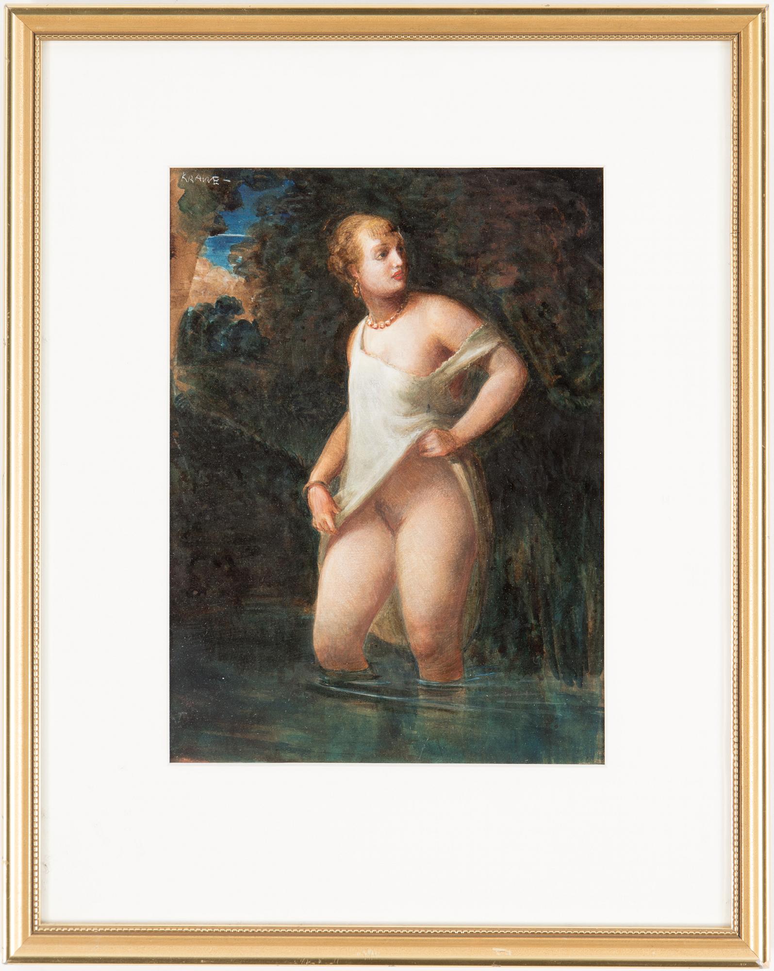 A Carl Axel KRAWE, gouache painting, signed.