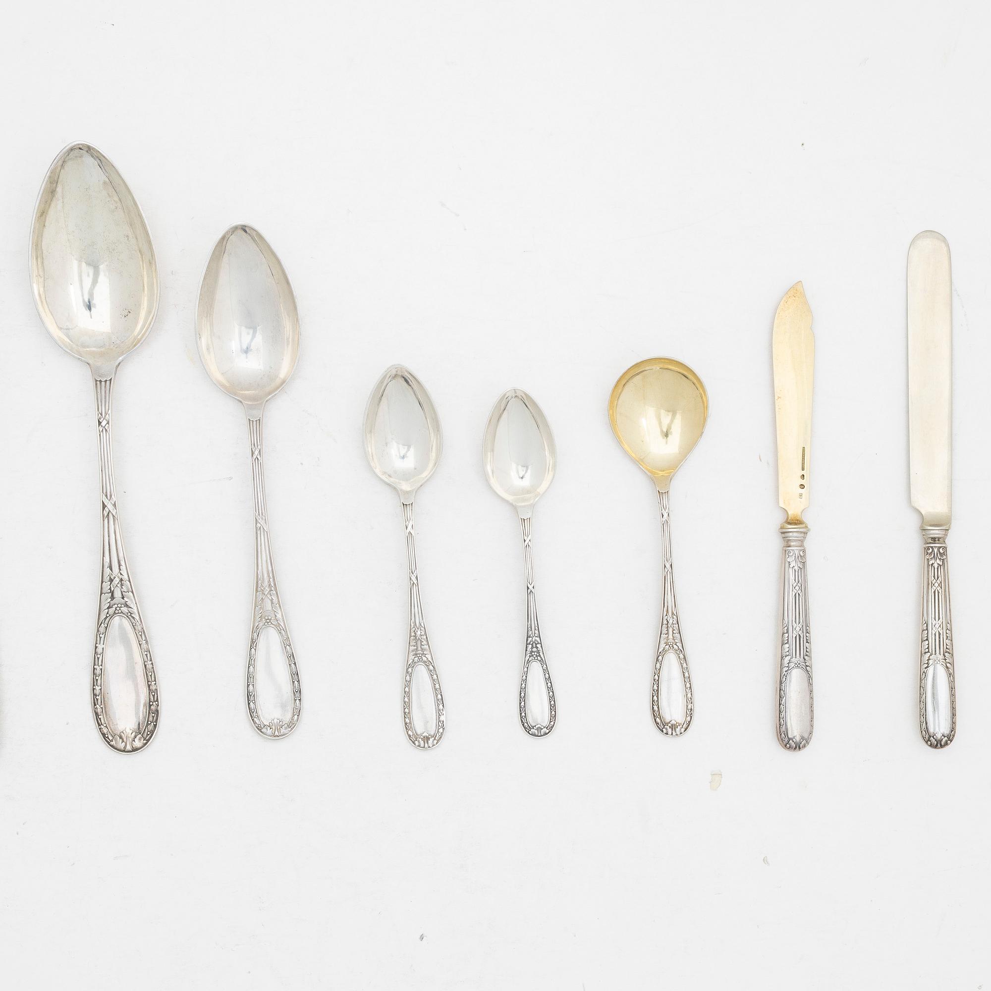 C.G. Hallberg, A Swedish silver cutlery set, model "Louis XVI", Stockholm 1911-1917 (178 pieces).
