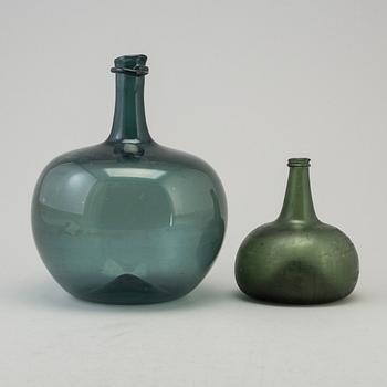 Two glass bottles, Gröne Glasbruk, Norway.