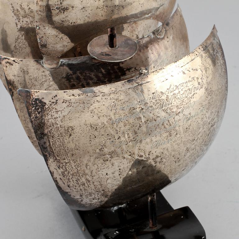 SKEPPSMODELL, silver och trä, Italien, 1900-talets andra hälft.