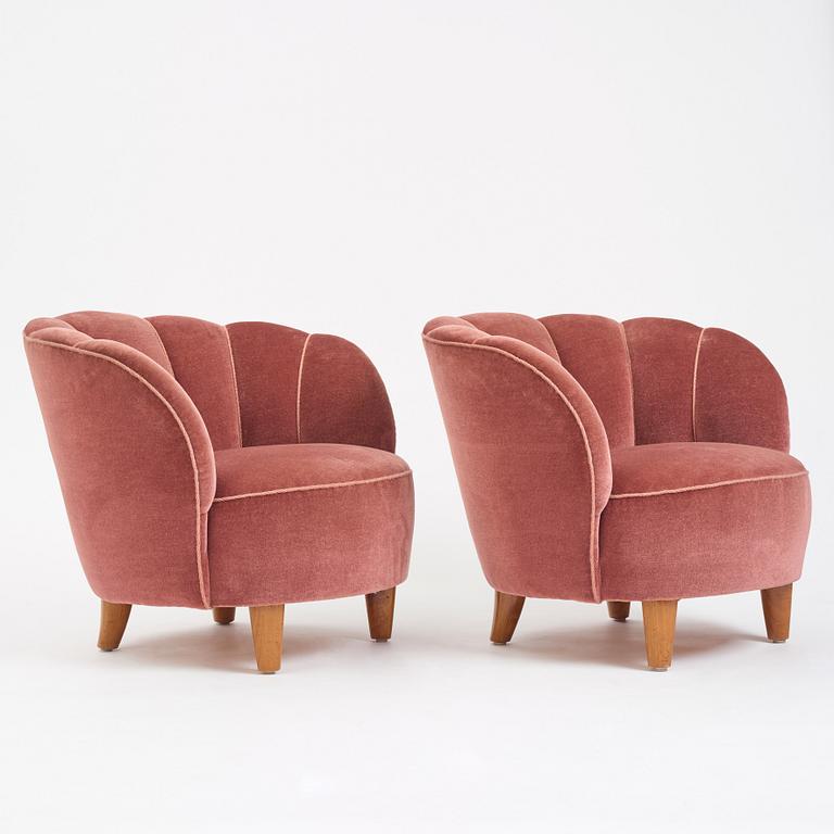 Otto Schulz, a pair of easy chairs, Boet, Gothenburg 1940s.