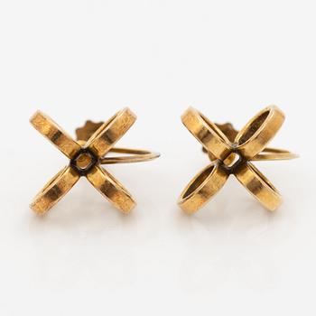 Cecilia Johansson, ringar, 2 st, samt ett par örhängen, silver och förgyllt silver.