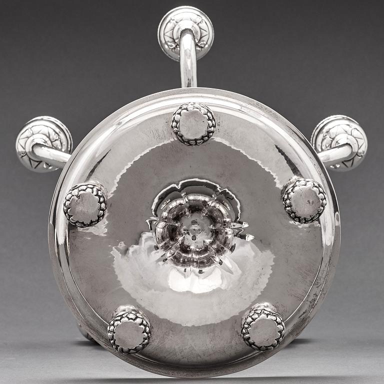 Georg Jensen, a pair of 830/1000 silver five light candelabra, Copenhagen 1920, design nr 200.