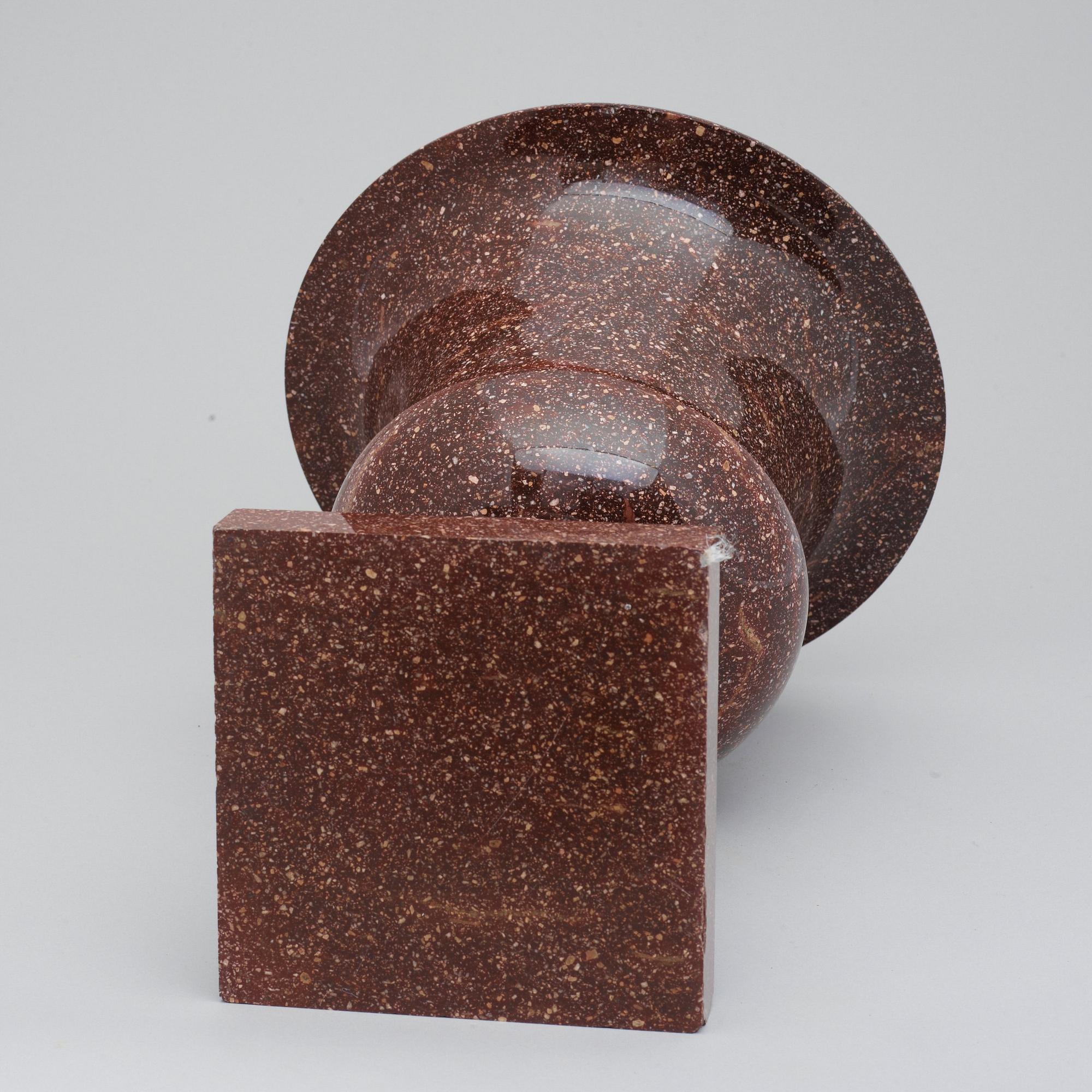 A Swedish Empire 19th century porphyry urn.