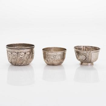 Three 18th-century silver tumblers, Moscow.