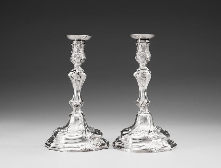 A pair of Swedish 18th century silver canlesticks, marks of Mikael Åström, Stockholm 1765.