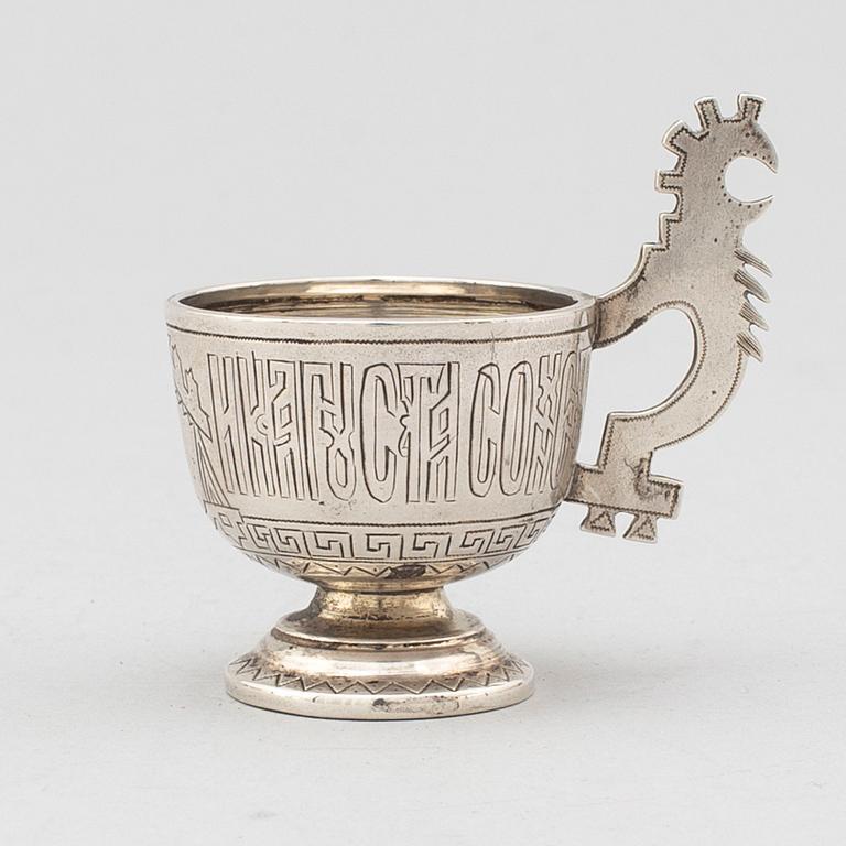 A russian silver vodka cup, circa 1880.