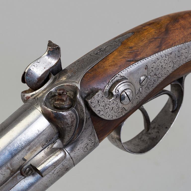 PERCUSSION LOCK PISTOL, Liege, Belgium, mid 19th century.