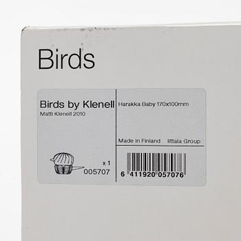 Matti Klenell, glasfågel "Harakka Baby", signerad M. Klenell Iittala.