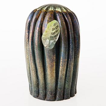 TIINA NORDSTRÖM, veistos, "Lehtikaktus", signeerattu Tiina Nordström Iittala 1991.