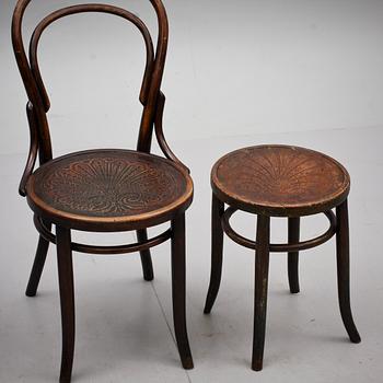 STOLAR, 4 st och PALL, Thonet, omkr 1900.