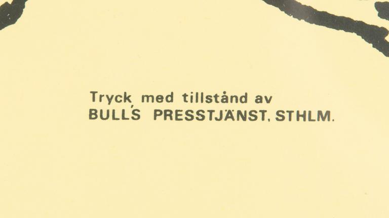 Tove Jansson, Poster, Moomin, Bull's Presstjänst, Art Work Shop, 1960s.