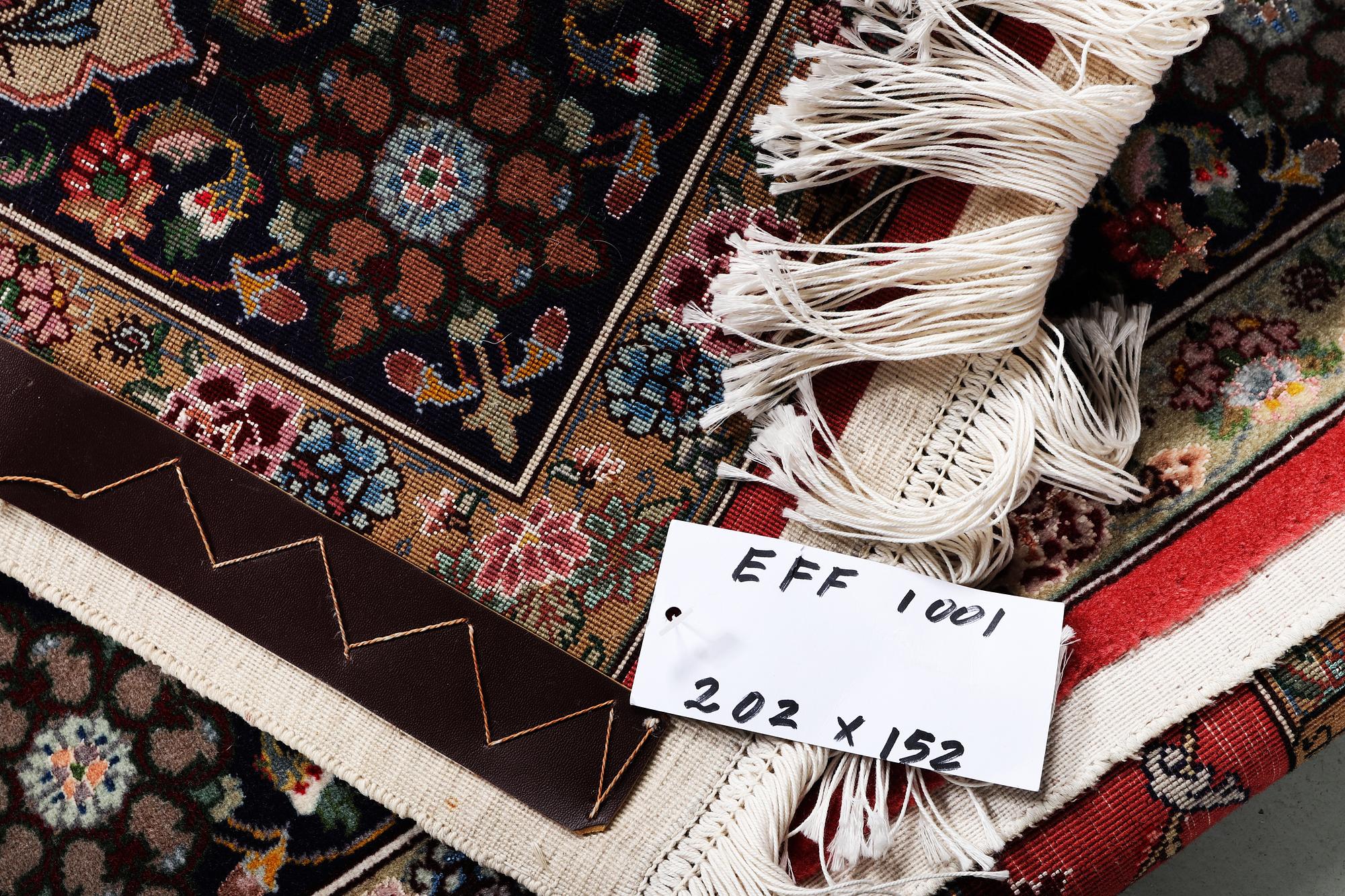 A carpet, Tabriz, part silk, c. 202 x 152 cm.