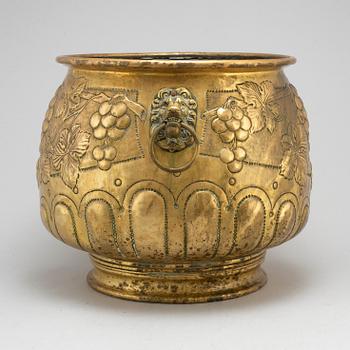 A 19th century large brass flower pot.