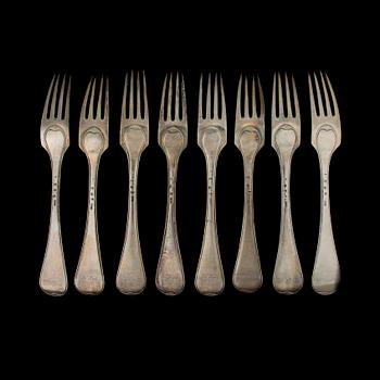 GAFFLAR, 8 st, silver, Andreas Christian Levon (1783-1817) Åbo 1801. Vikt ca 546,3 g.