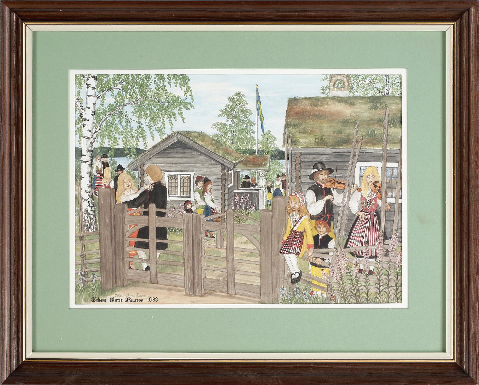 ERKERS MARIE PERSSON, akvarell med täckvitt, signerad och daterad 1983.
