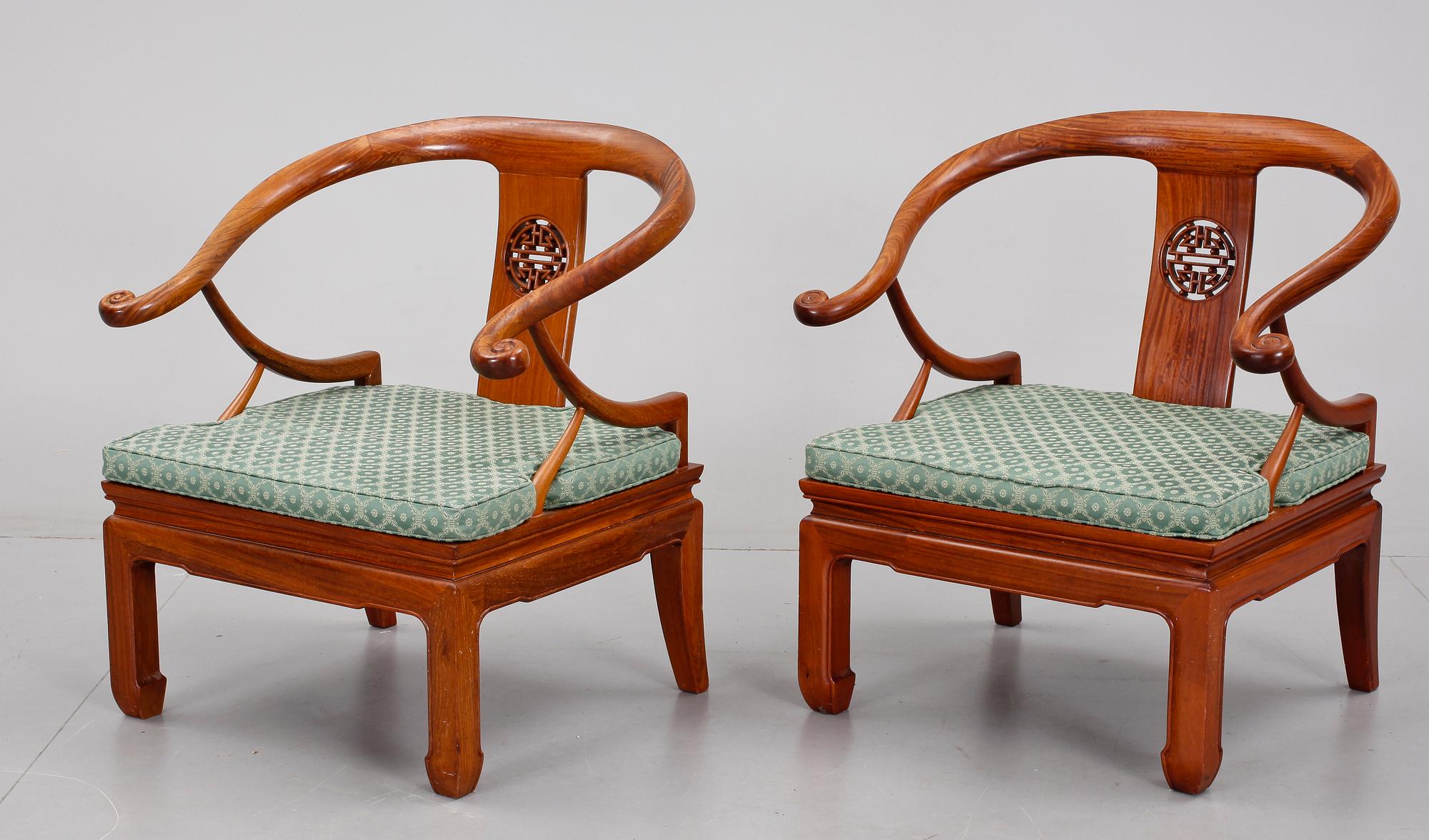 FÅTÖLJER, ett par, Hongkong, 1980-tal.