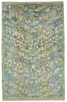 216. Barbro Nilsson, A CARPET, "Violetta grön", knotted pile, ca 211,5 x 133 cm, signed AB MMF BN.