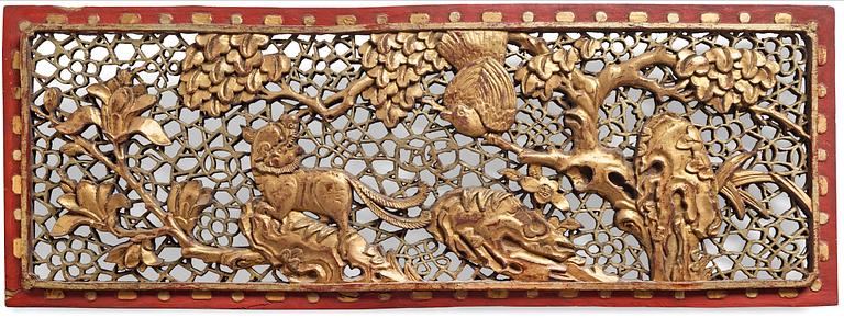 A wooden panel, Qing dynasty, 19th Century.