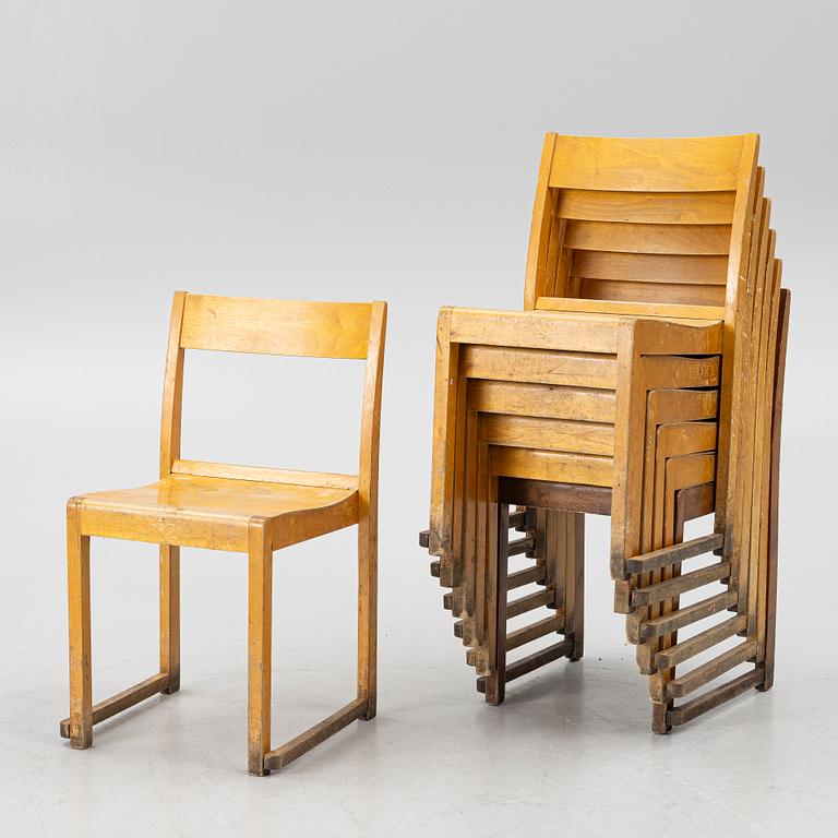 Sven Markelius, Seven chairs, 'Orkesterstolen', 20th century.