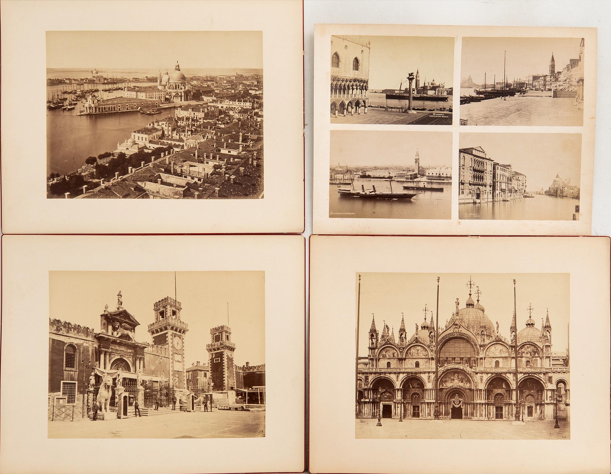 Photographs 11 sheets Italy including Milan and Venice around 1900.