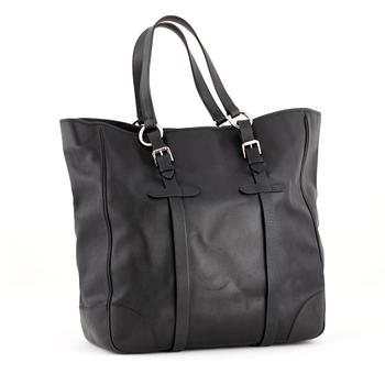 RALPH LAUREN, a black leather tote bag.