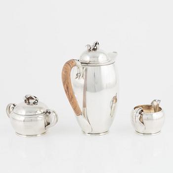 A three piece sterling silver coffee set, nordisk Silverkonst, Helsingborg, Sweden, 1948.