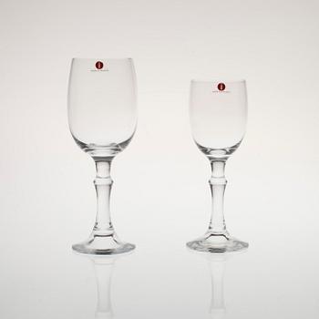 GLASSERVIS, 10+10 st, glas, "Unikko", Tapio Wirkkala, Iittala 1980-tal.
