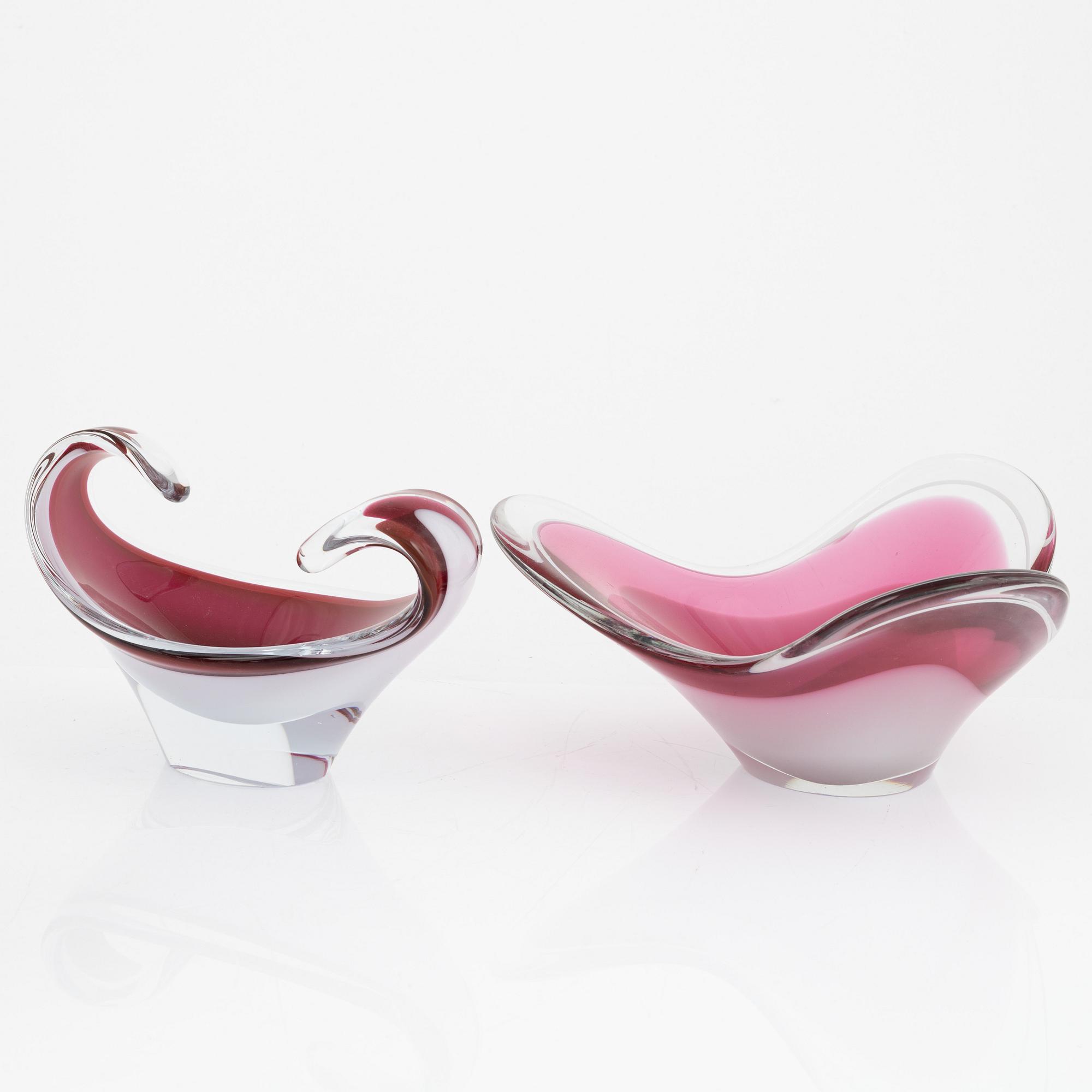 Paul Kedelv, a set of five 'Coquille' art glass for Flygfors.