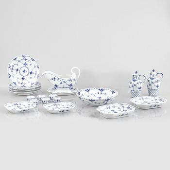 A group of 18 'Blue Fluted' porcelain service parts, Royal Copenhagen, 1893-1923.