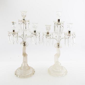 Candelabra, a pair, glass, 20th century.
