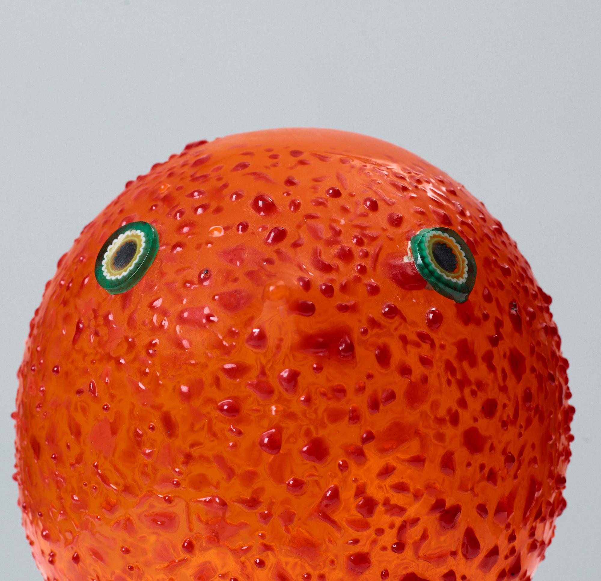 A Peter Pelzel orange glass 'Pulcino' bird, Vistosi, Italy 1960's.