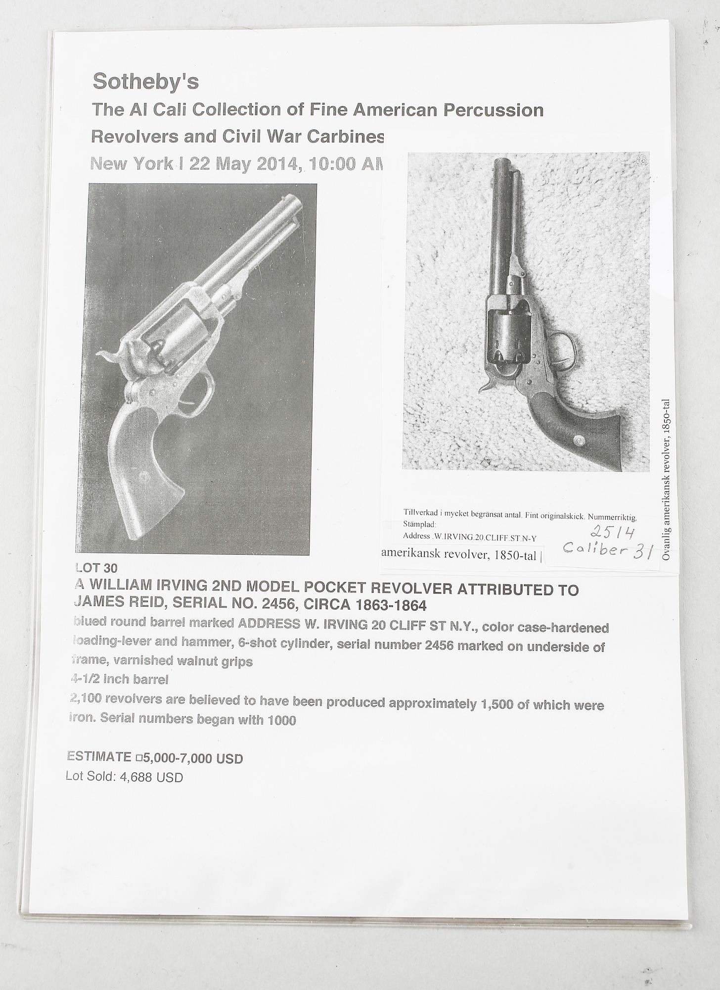 REVOLVER, William Irving, 1800-talets mitt.