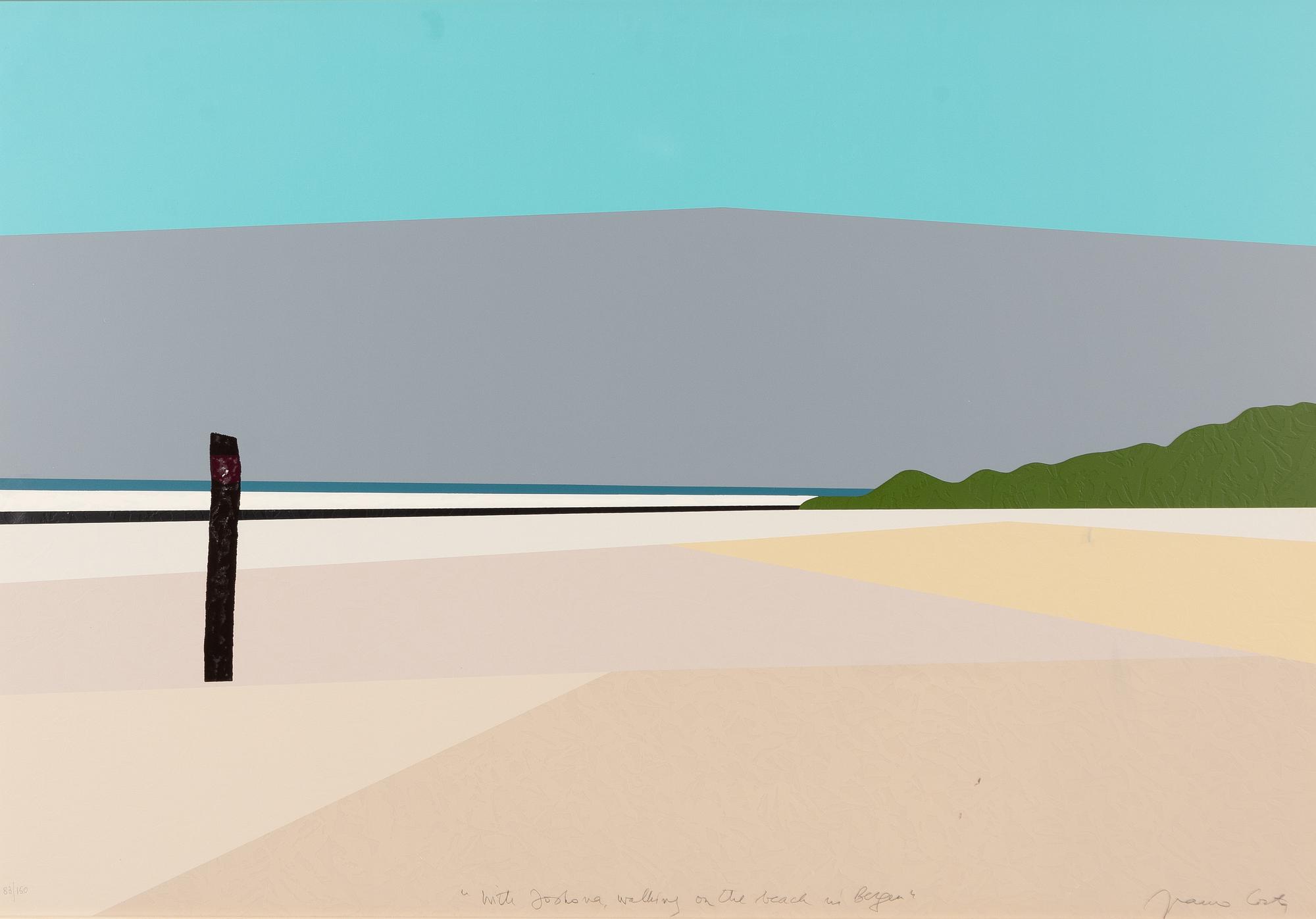 Franco Costa, "With Joshoua walking on the beach in Bergen".