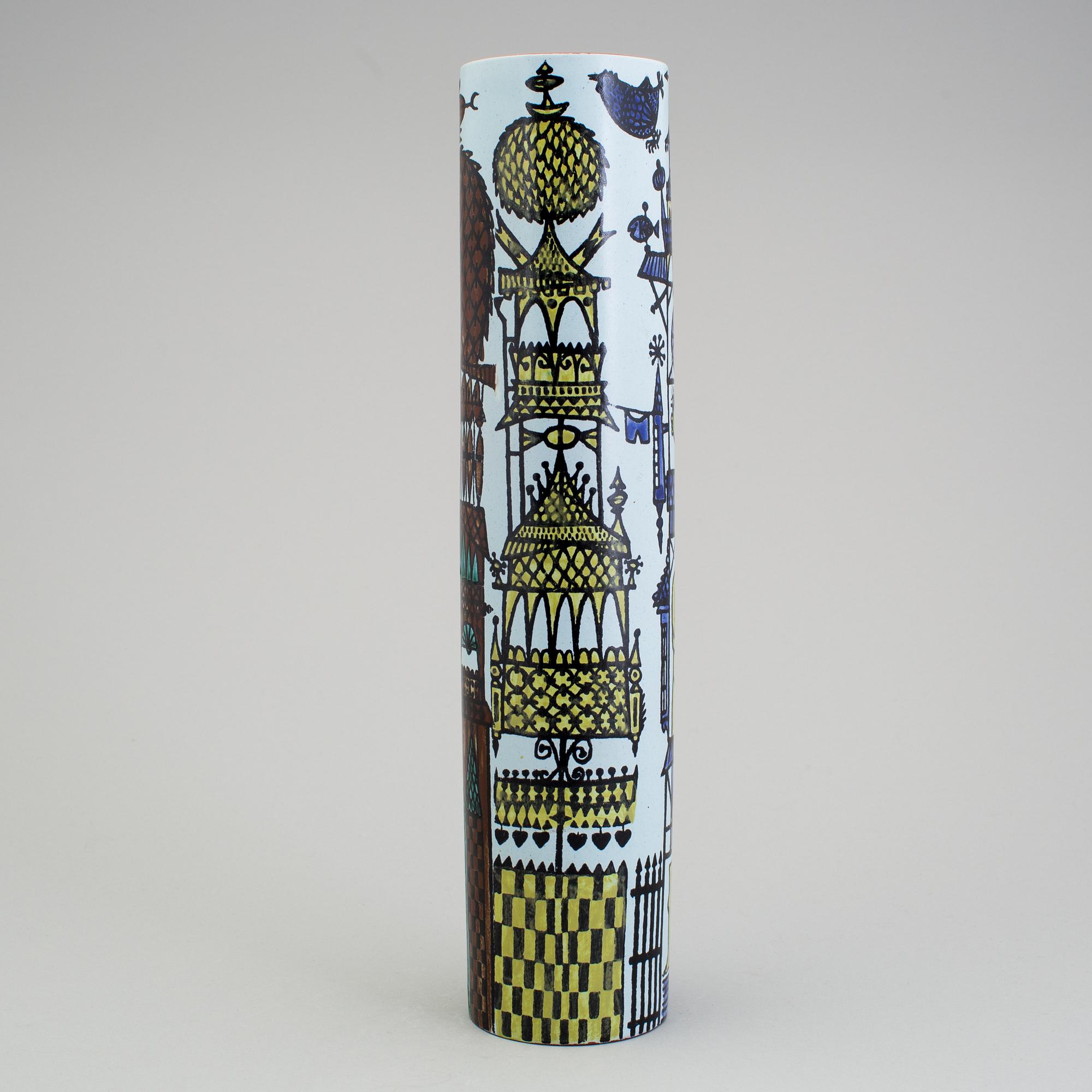 STIG LINDBERG, a "Karneval" faience vase, Gustavsberg 1950/60s.