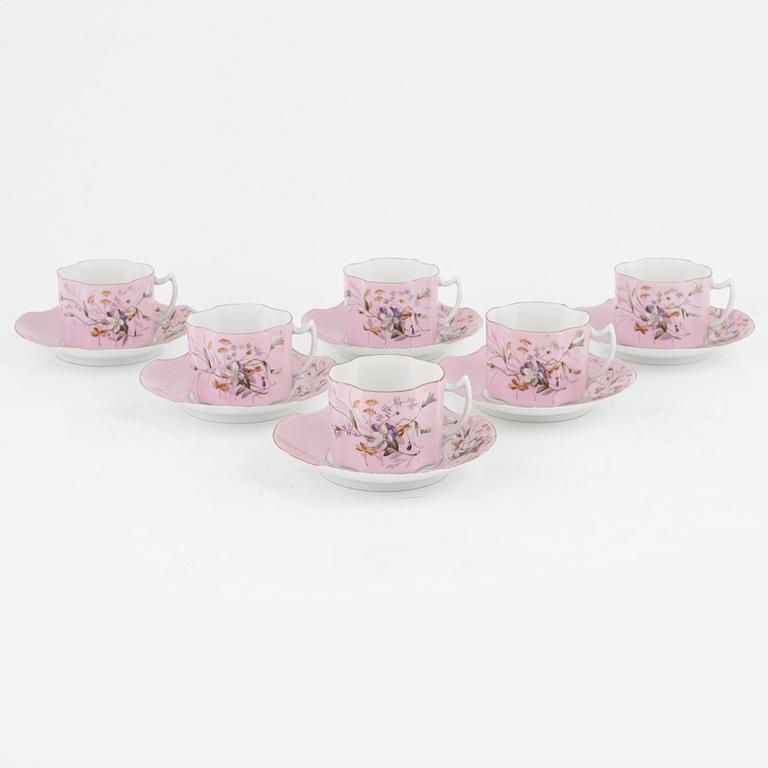 Six Russian coffee cups with saucers, Kusnetsov, 20th century.